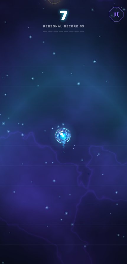 VOIDLOOP gameplay: a glowing core in the void with the score above it